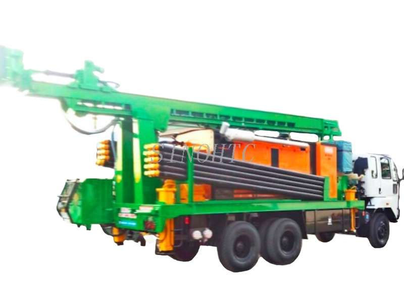 DTH Hydraulic Water Well Drilling Rig Truck with Air Compressor And Hammers